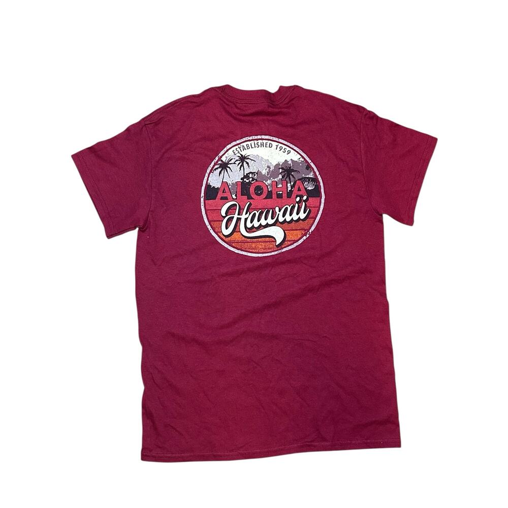 Burgundy Unisex Hawaiian Souvenir Shirt – Retro Aloha Hawaii Graphic Size Small